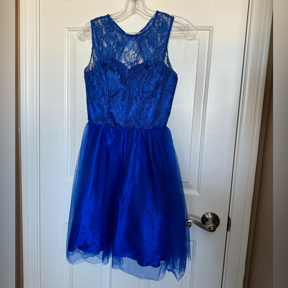 Aspeed, royal blue halter dress.